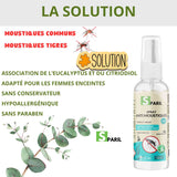 Spray Anti Moustiques Tigre et Tropical 100 ml - Répulsif Naturel à base de Citriodiol et d'Eucalyptus Protection 6H en Extérieur et Intérieur