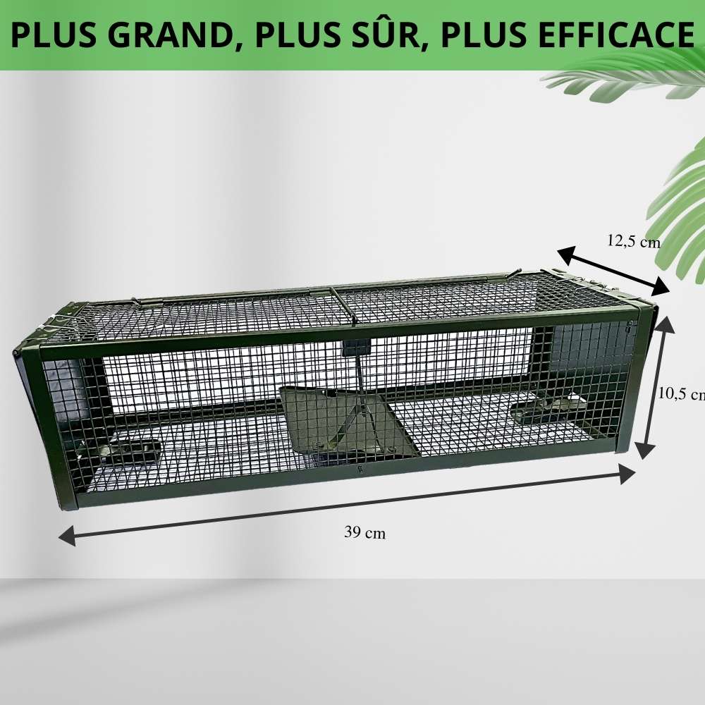 Nasse à rat double entrée SPARIL dimensions 39 x 12,5 x 10,5 cm