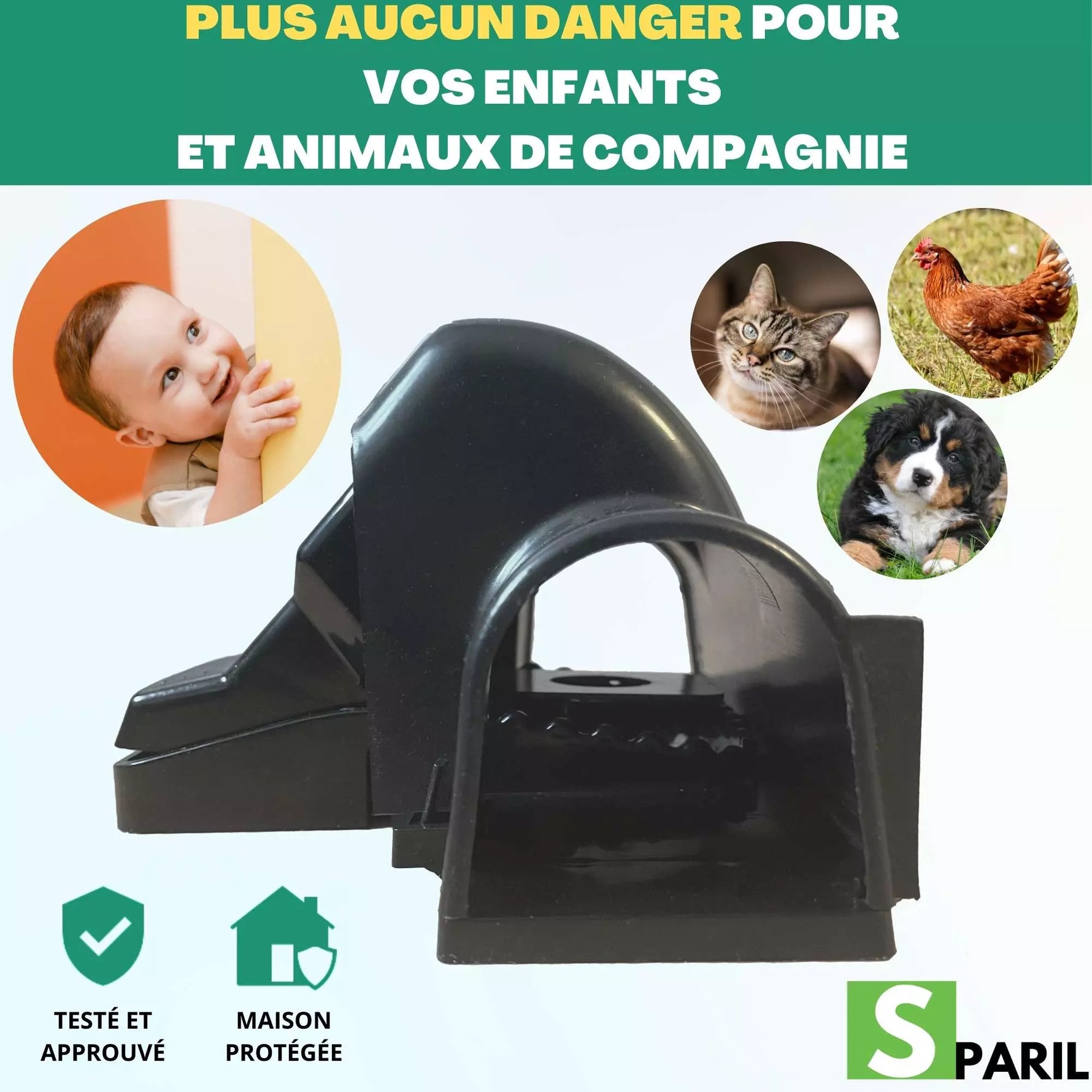 Piège à rat sécurisé SPARIL sans danger pour enfants, chats, chiens et poules