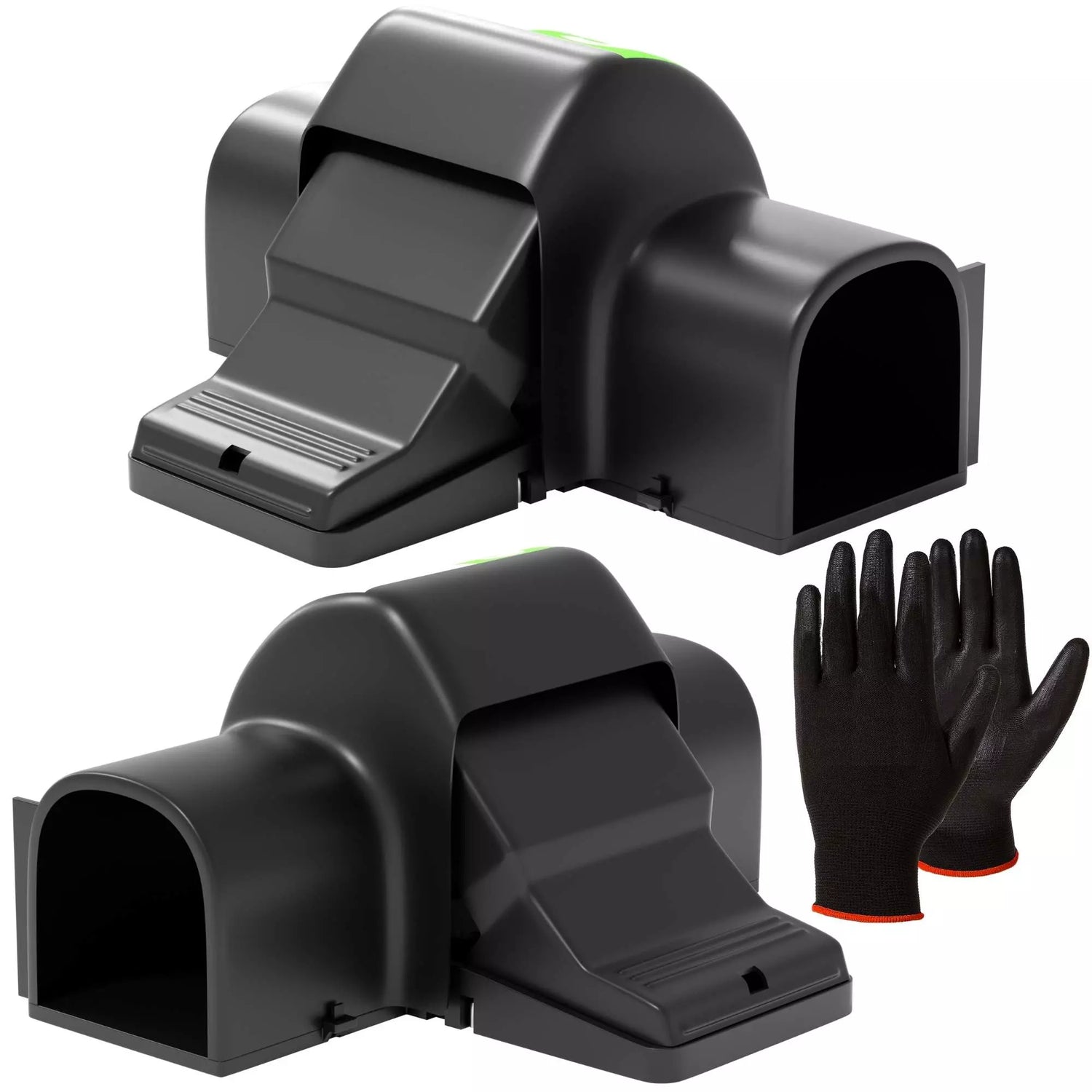 Lot 2 pièges à rat sécurisés tunnel SPARIL avec gants de protection