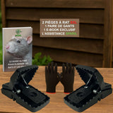 Kit complet piège à rat XXL SPARIL : 2 pièges, gants, ebook