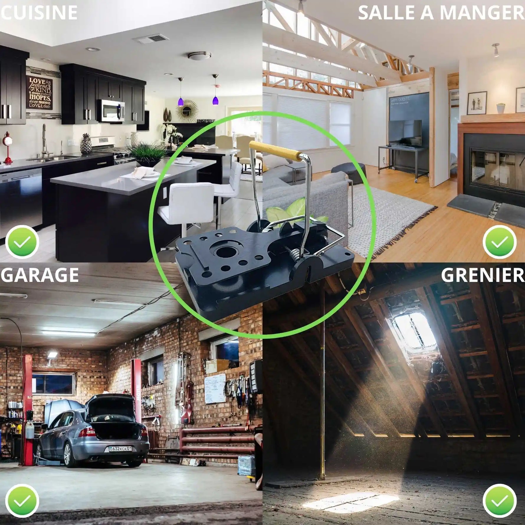 Piège à souris SPARIL utilisable en cuisine, salle à manger, garage et grenier