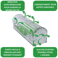 Piège à souris sans tuer SPARIL : aération, compartiment appât, aucune évasion
