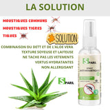 Spray anti-moustiques DEET et aloe vera : moustiques tigres, tiques, non allergisant
