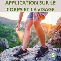 Spray anti-moustiques naturel SPARIL application sur le corps et le visage

