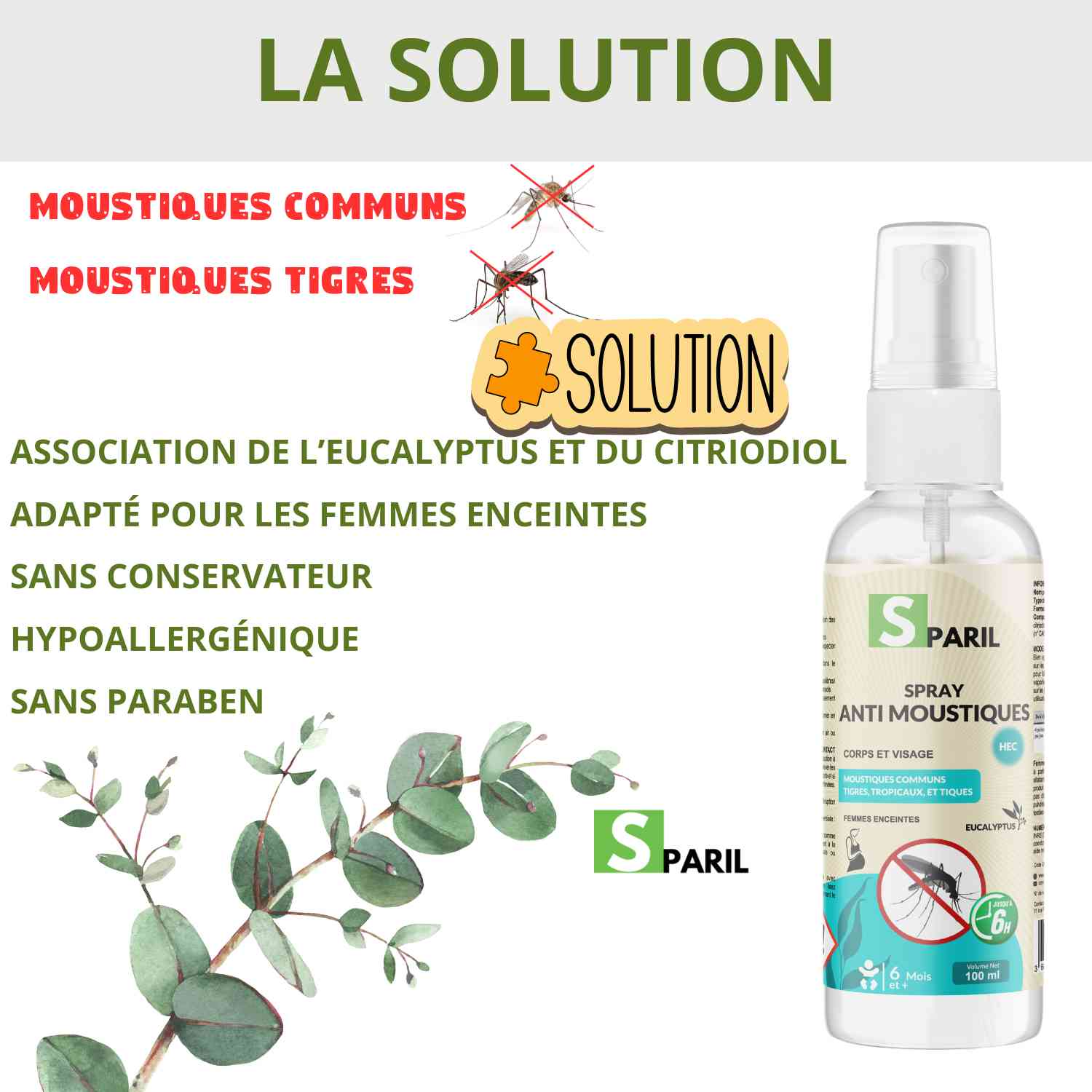 Spray anti-moustiques naturel : eucalyptus, citriodiol, femmes enceintes, sans paraben

